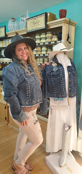 Denim Jacket With Stones and Gromets