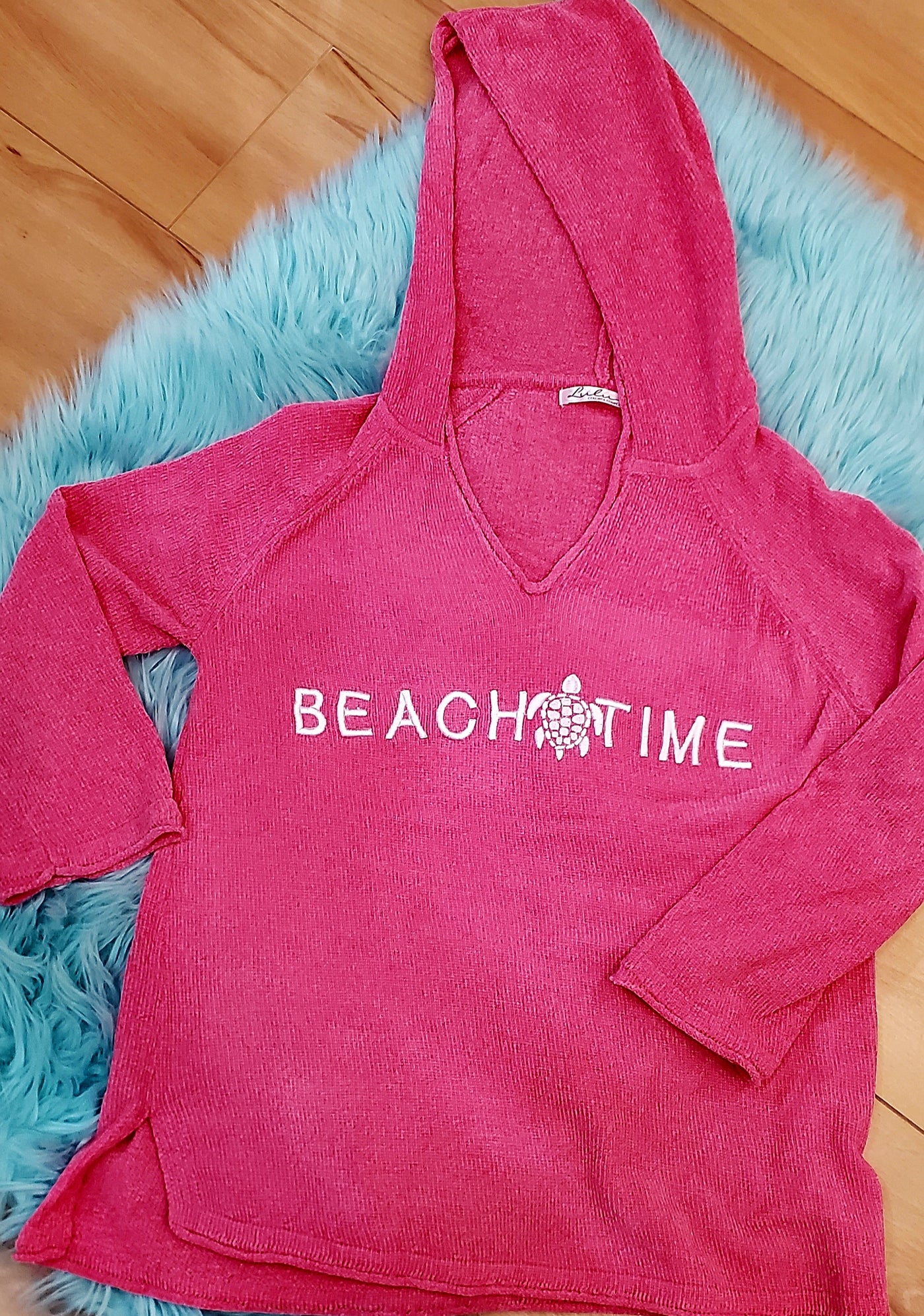 Pink Beach time Hoodie Embroidery Sweater