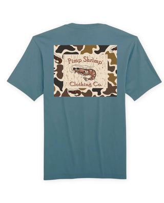 Camo-Back Short Sleeve Slate | Pimp Shrimp Clothing Co