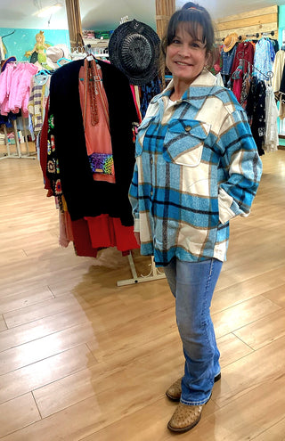 Turquoise Plaid Shacket