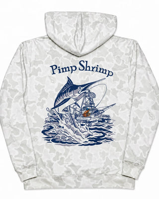 White Camo Mid-Weight Hoodie | Pimp Shrimp Clothing Co