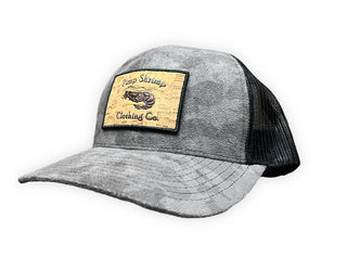 Grey Camo Suede Trucker Hat | Pimp Shrimp Clothing Co