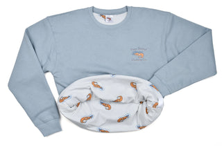 Original Logo Crewneck Misty Blue | Pimp Shrimp Clothing Co