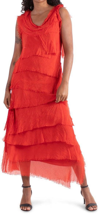 Red Siena Maxi Cha Cha Dress Italian Silk