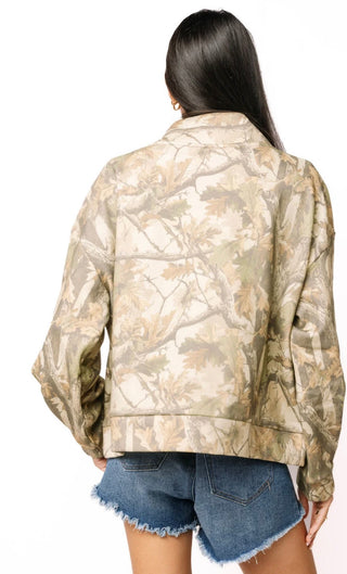 Queen of Sparkles Licensed A&M Mock Neck Camo Sweatshirt