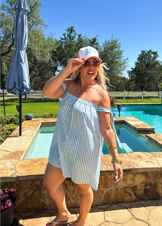Blue Stripe Baby Doll Dress