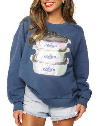 Queen of Sparkles Navy Vintage Corning wear Sweatshirt