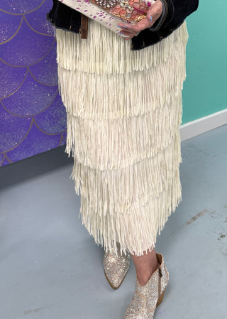 Ivory Fringe Skirt
