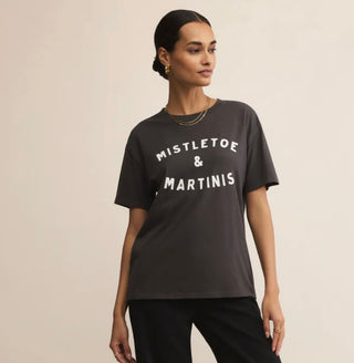 Z Supply Mistletoe and Martini’s Boyfriend Tee Black Sand