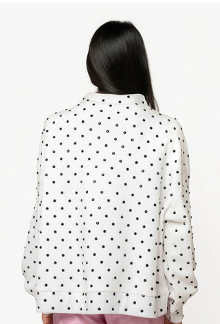 Queen of Sparkles White and Black Polkadot Multi Christmas Tree Mock Neck