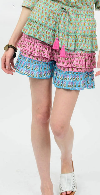 Sister Mary Linda Multi Colored Tiered Shorts