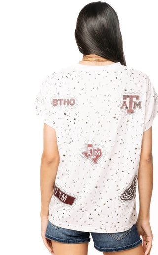 Queen of Sparkles Licensed Texas A&M Multi Scattered Logo Tee