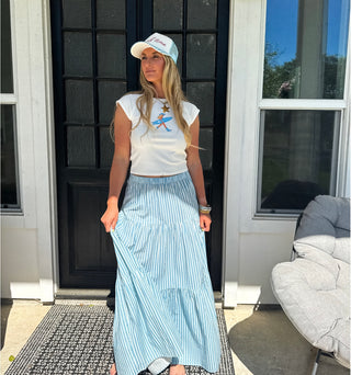 Blue Stripe Maxi Skirt