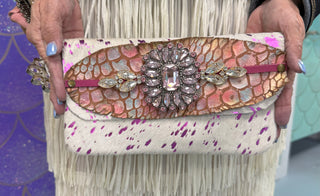 Fancy Hair on Hide Clutch Pink/With Long Strap