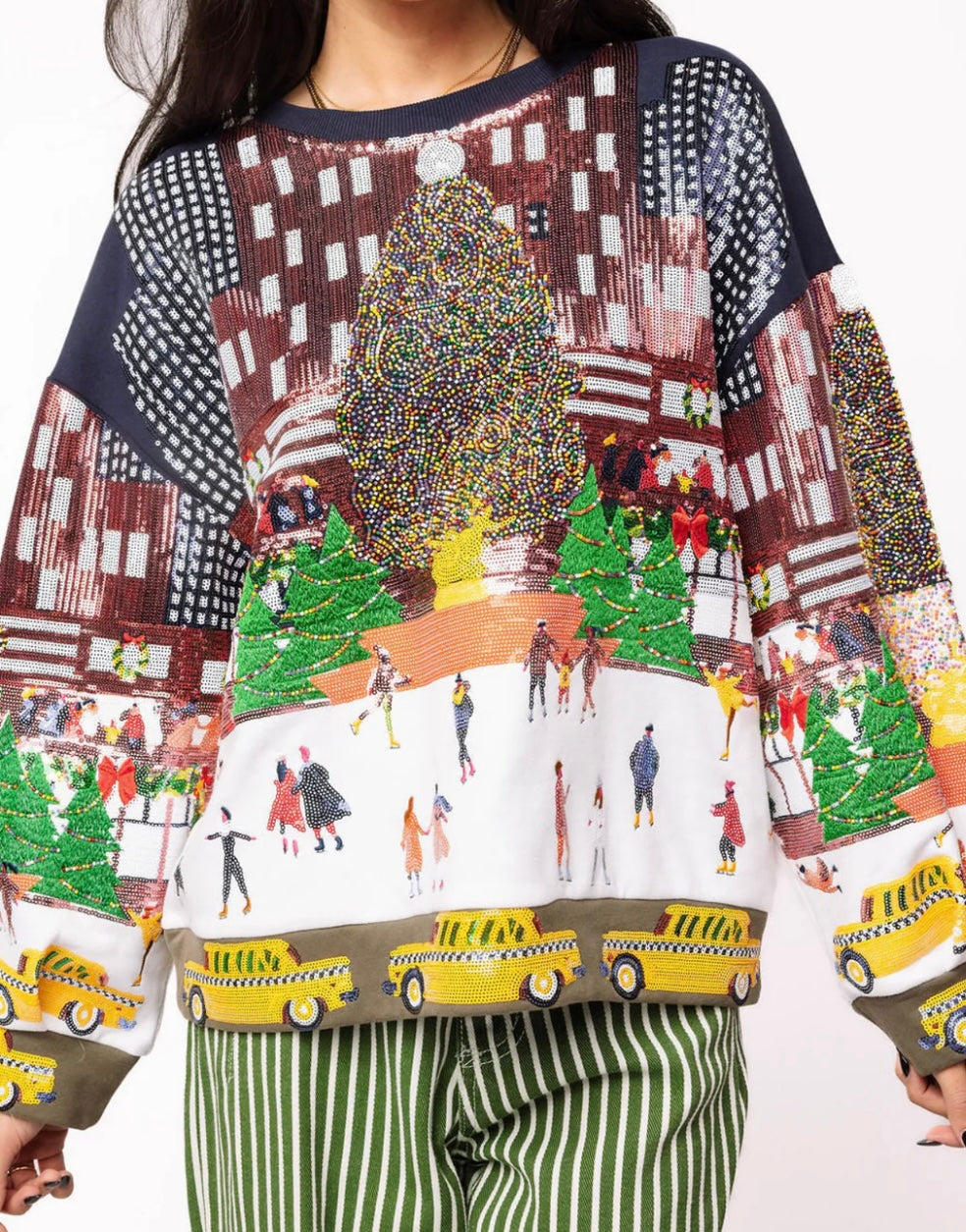 Queen of Sparkles Sequin Rockefeller Center at Christmas Sweatshirt