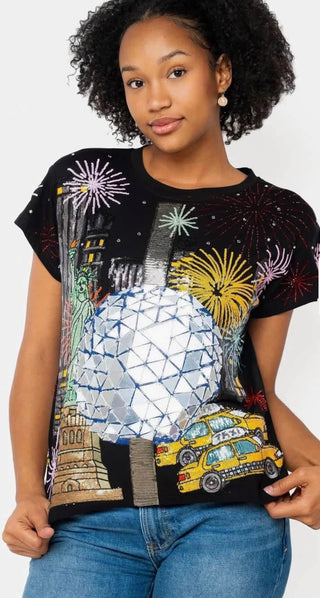 Queen of Sparkles Black NYE in the City Tee