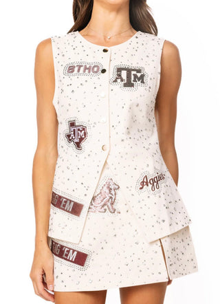 Queen of Sparkles Licensed Texas A&M Multi Rhinestone Scattered Logo Skirt