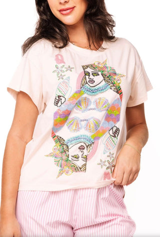 Queen of Sparkle Queen of the Sea Light Pink Card Tee