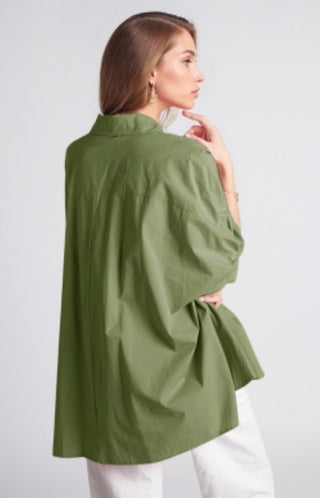 Q2 Short Sleeve Oversize Blouse Green