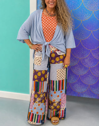Open Tie Front Batwing Cardi Blue