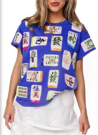 Queen of Sparkles Royal Blue Majhong Tiles Tee