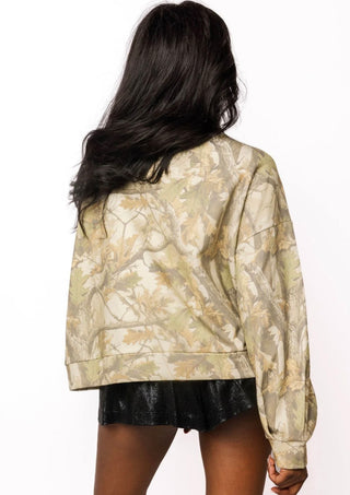 Queen of Sparkles Licensed Texas Mock Neck Camo Sweatshirt