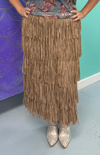 Brown Fringe Skirt