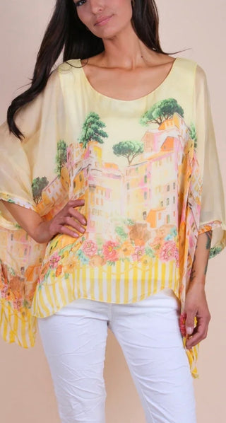 Italian Coast Yellow Silk Kaftan