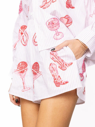 Queen of Sparkles Striped Pink Disco Cowgirl Icon Shorts