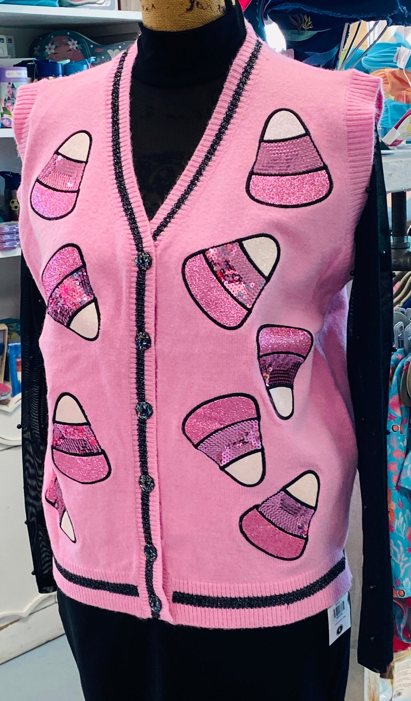 Glitter Candy Corn Pink Sweater Vest
