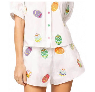 Queen of Sparkles White Multi Easter Egg Cotton Short