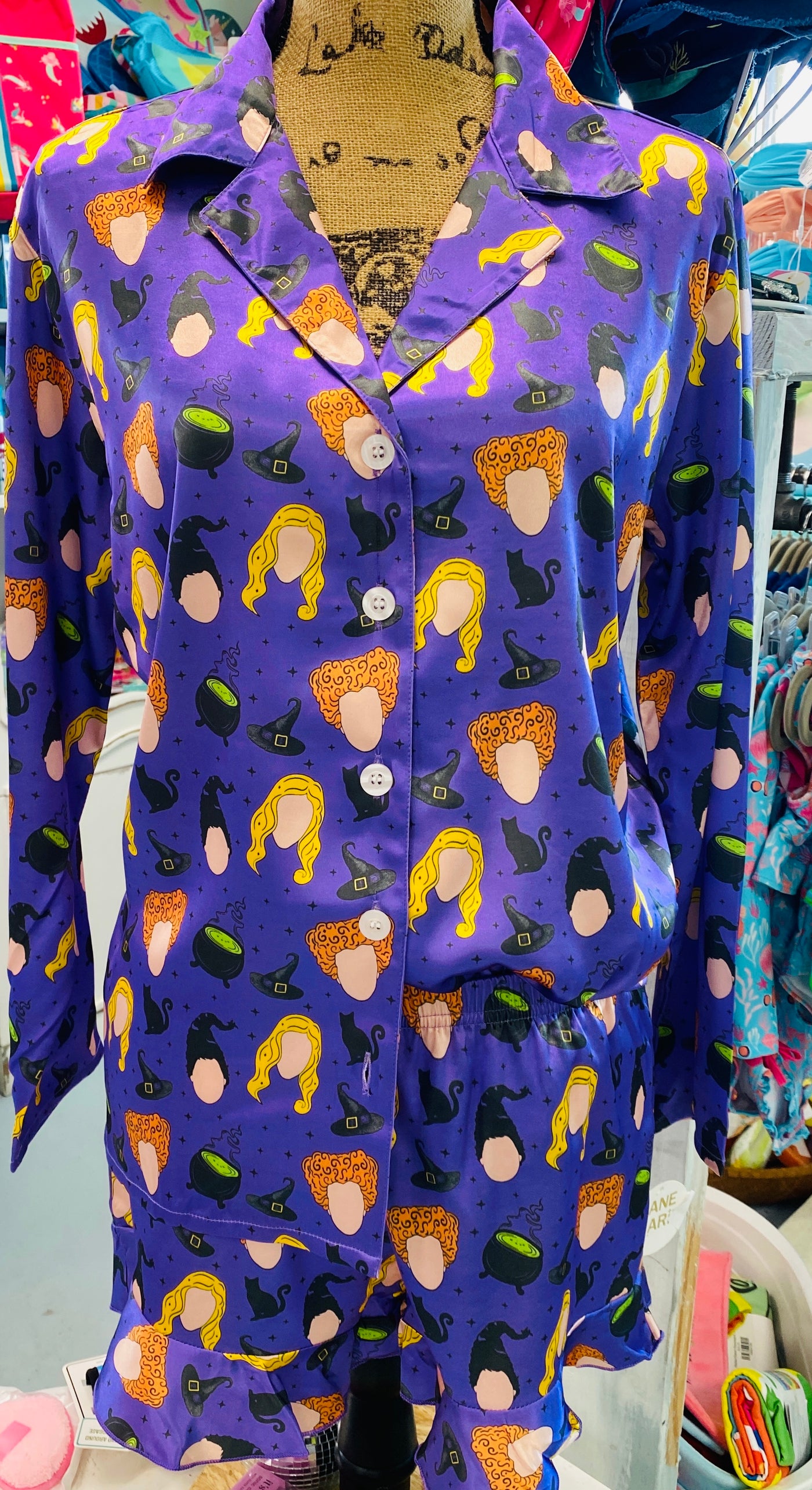 Silky Satin PJ Short Set Hocus Pocus