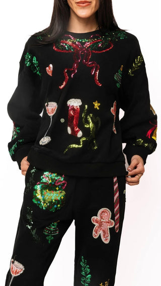 Queen of Sparkles Black Christmas Icon Sweatshirt