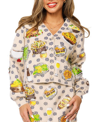 Queen of Sparkles Ivory Flower Thanksgiving Meal Button up