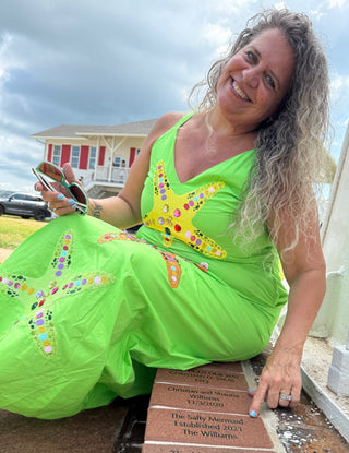 Queen of Sparkles Lime Green Starfish Maxi Dress
