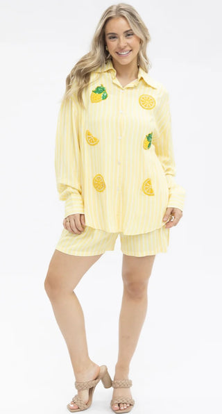 Kathryn Classic Button Up Lemons