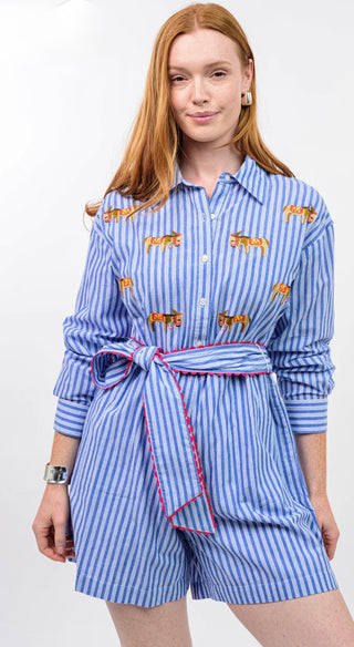 Uncle Frank Blue Stripe Donkey Romper