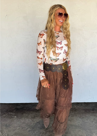 Blooming Maxi Skirt Brown