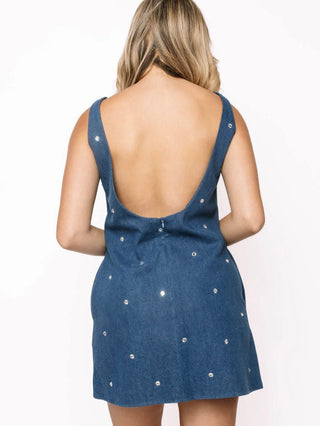 Queen of Sparkles Licensed Texas A&M Scattered jewel Denim Sequin Mascot Tank Dress