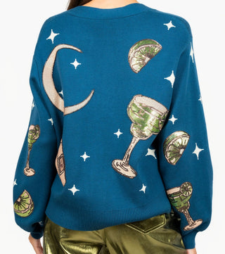 Queen of Sparkles Licensed Navy Midnight Margarita and Salt Cardigan