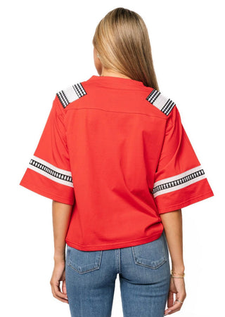 Queen of Sparkles Licensed Texas Tech Oversized Gingham Jersey
