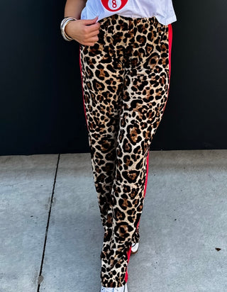 Leopard Pant with Red Stripe