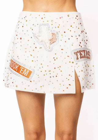 Queen of Sparkles Licensed Texas Multi Rhinestone Scattered Logo Skirt