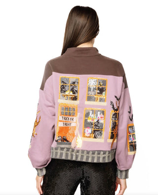 Queen of Sparkles Brown and Purple Haunted House Hendley Sweatshirt