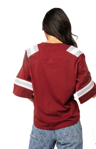 Queen of Sparkles Licensed Texas A&M Oversized Gingham Jersey
