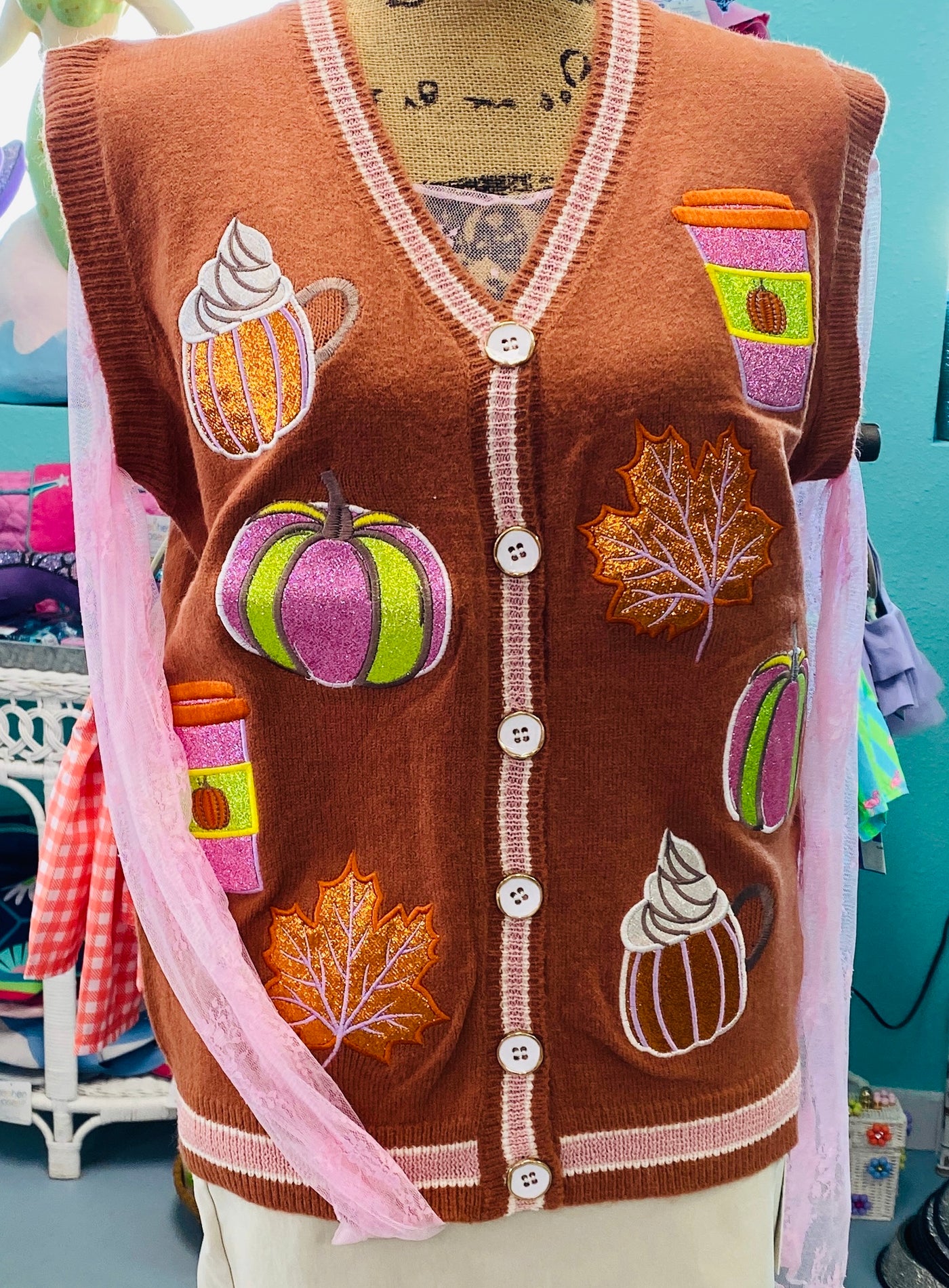 Glitter Fall Elements Sweater Vest