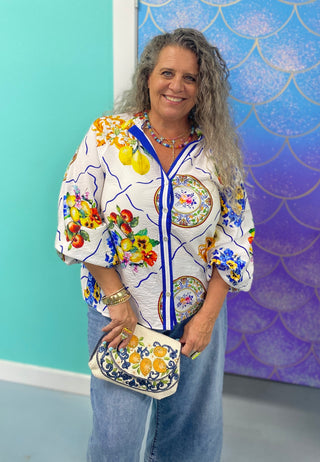 THML Long Sleeve Button Down Plate Top
