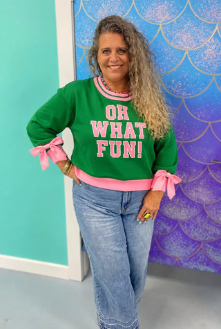 Oh What Fun Mock Neck Top | Green