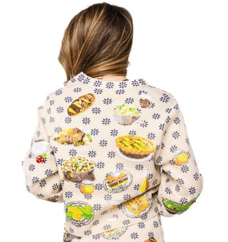 Queen of Sparkles Ivory Flower Thanksgiving Meal Button up