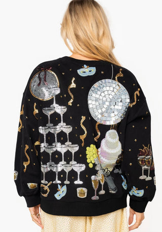 Queen of Sparkles Black Champagne Tower NYE Icon Sweatshirt